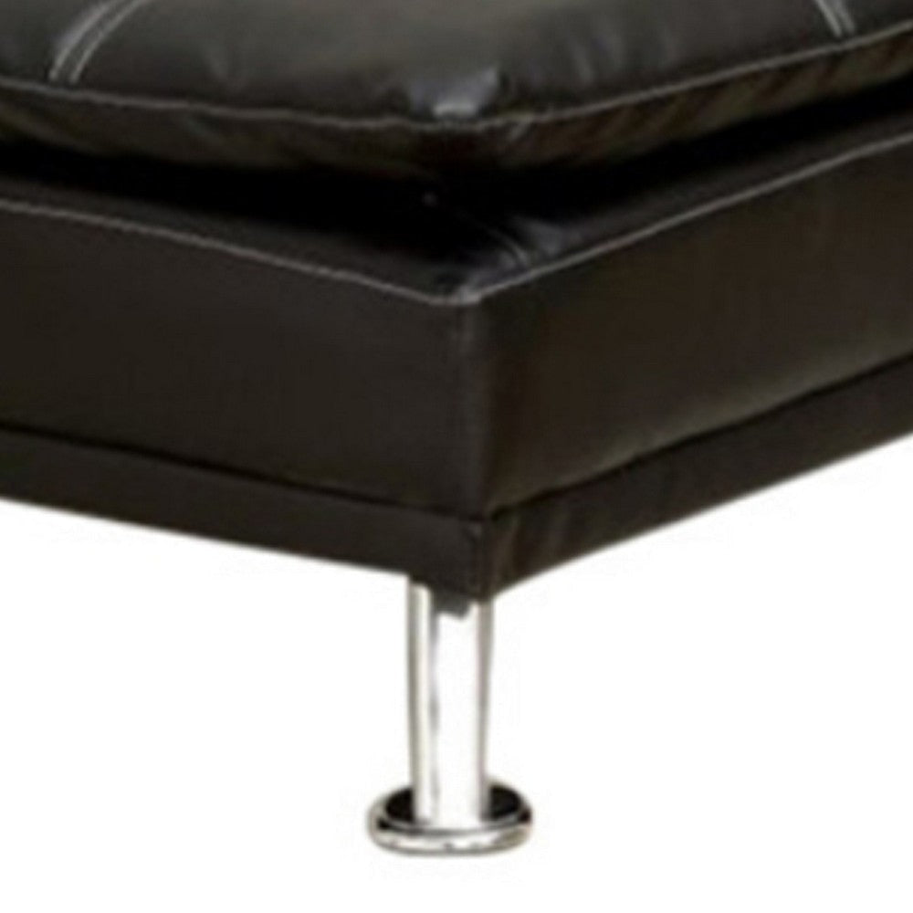 Modern Style Leatherette Chaise Black By Casagear Home FOA-CM2677BK-CE