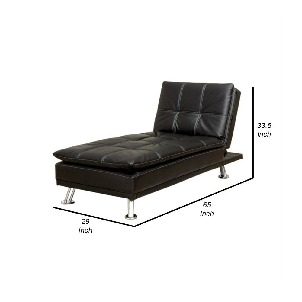 Modern Style Leatherette Chaise Black By Casagear Home FOA-CM2677BK-CE