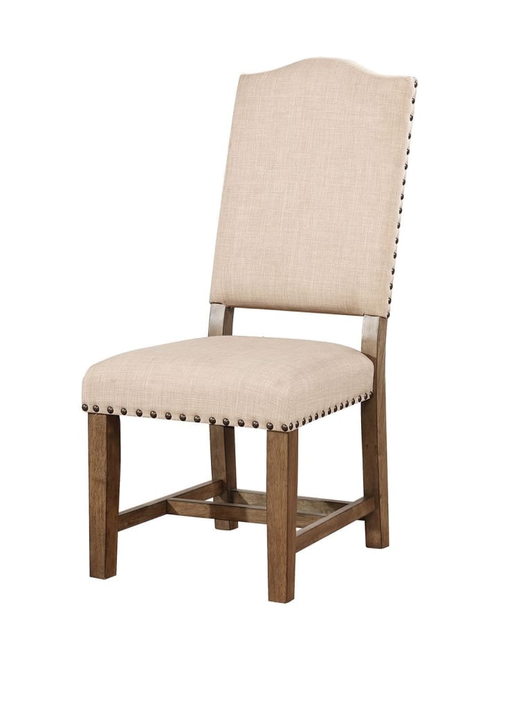 Fabric Upholstered Wooden Side Chair,Pack Of Two,Beige By Casagear Home