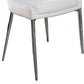 Leatherette Upholstered Metal Side Chair with Tapered Legs Pack of Two White and Silver By Casagear Home FOA-CM3384WH-SC-2PK