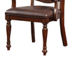 Wooden Arm Chair With Leather Upholstery Cherry Brown Set Of 2 FOA-CM3453AC-2PK