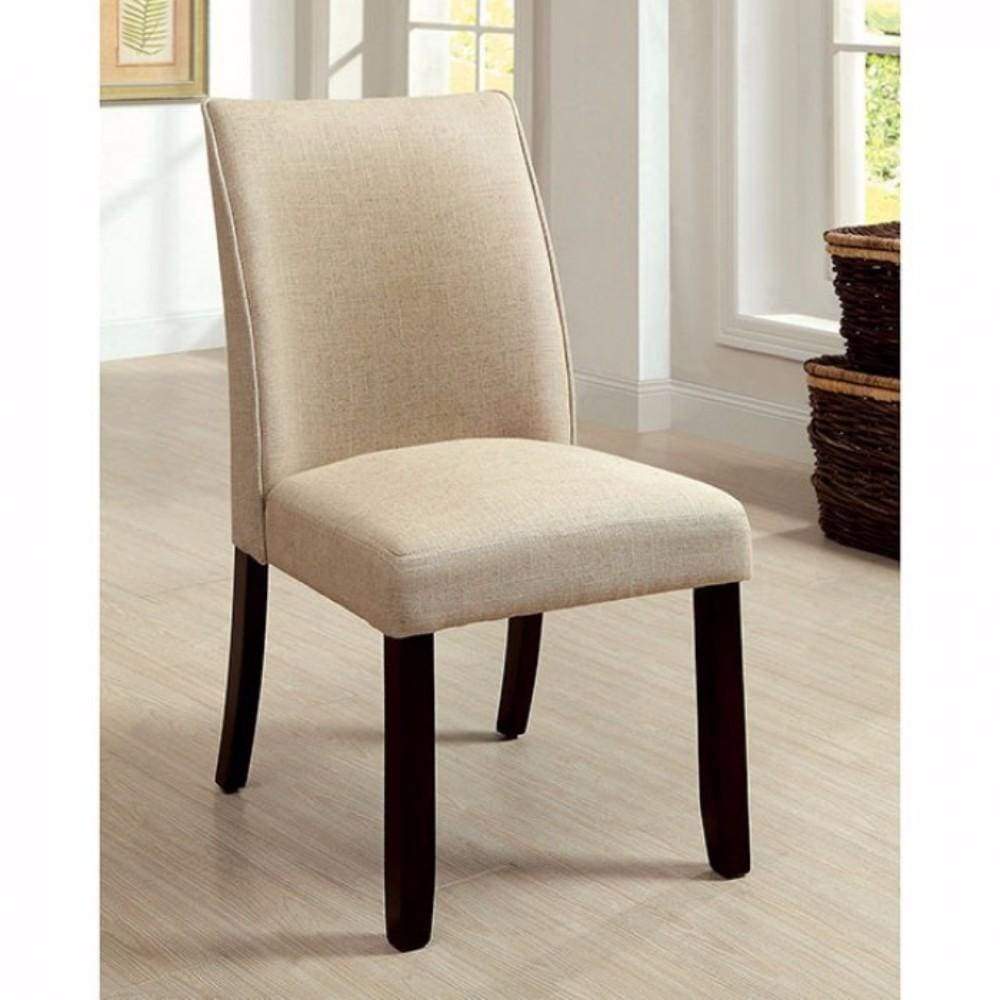 Cimma Contemporary Side Chair With ivory Flax Fabric -Set Of 2 By Casagear Home