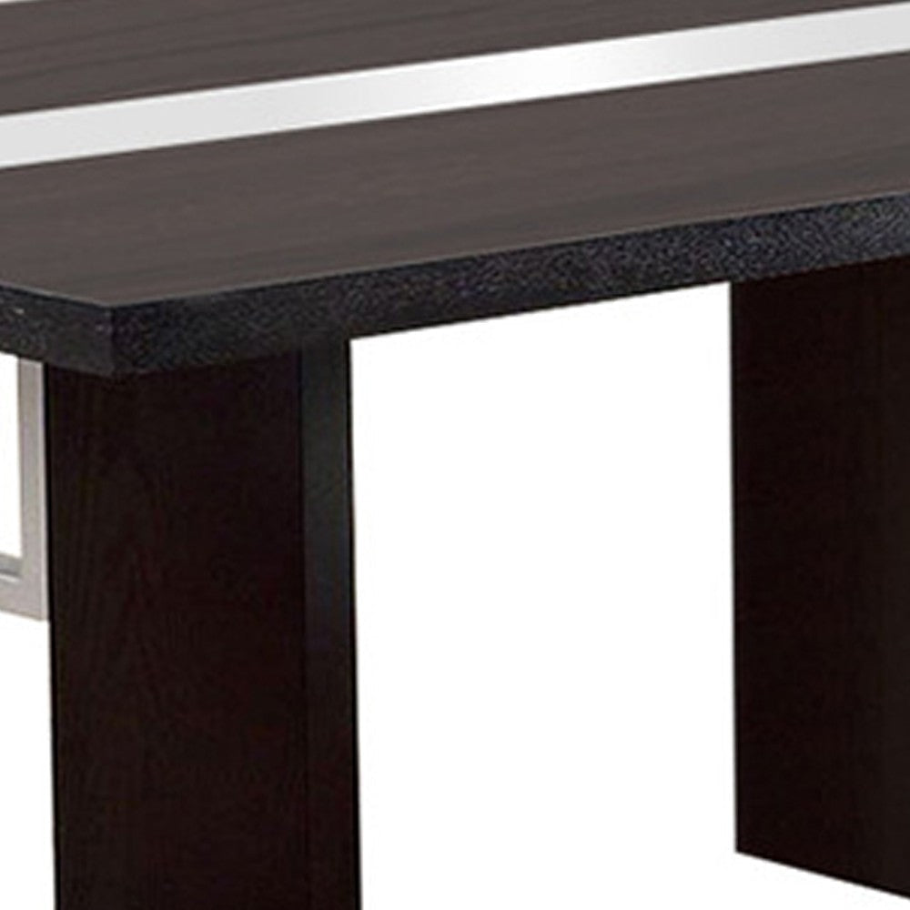 Contemporary Glass Insert Dining Table Black By Casagear Home FOA-CM3559T