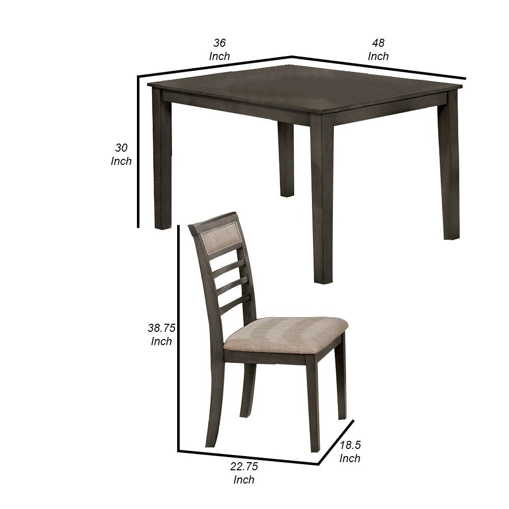 5 Piece Wooden Dining Table Set In Weathered Brown By Casagear Home FOA-CM3607T-5PK