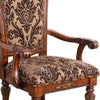 Floral Print Fabric Upholstered Arm Chair In Wood Cherry Brown Set Of 2 FOA-CM3788AC-2PK