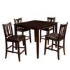 5 Piece Wood Counter Height Table, Fiddle Back Chairs, Brown By Casagear Home