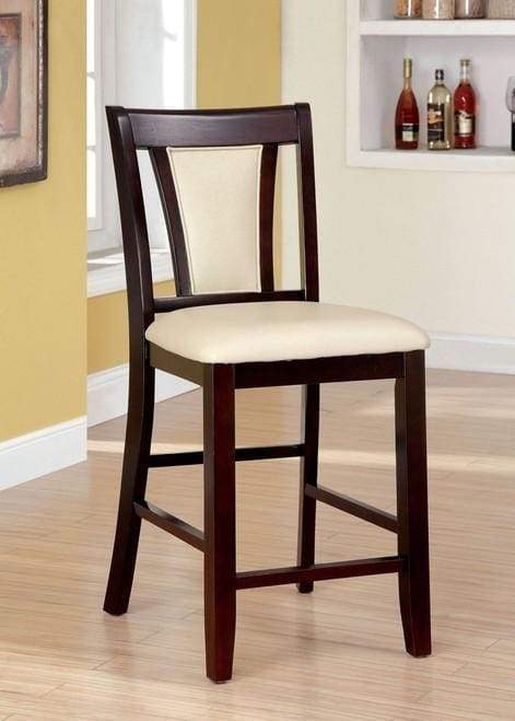 Wooden Side Chair With Padded Ivory Seat & Back, Pack Of 2, Cherry Brown By Casagear Home