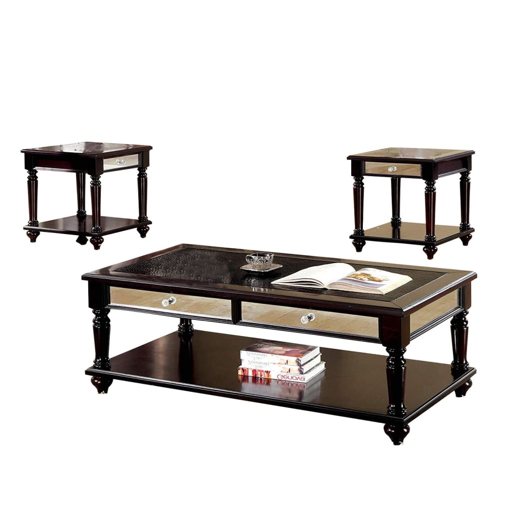 Horace Contemporary Three Piece Table Set Espresso Finish Set Of 3 By Casagear Home FOA-CM4242-3PK