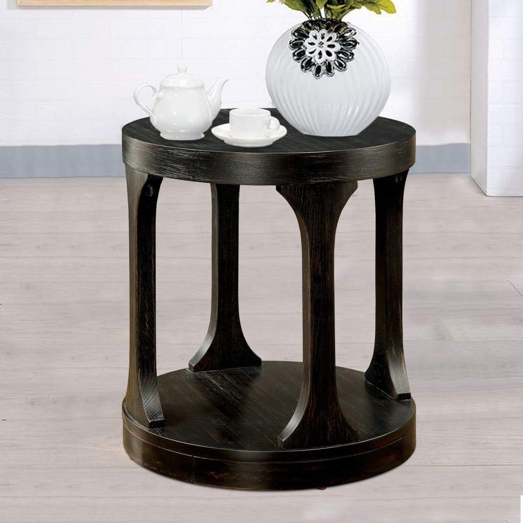 Carrie Transitional End Table, Antique Black By Casagear Home