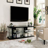 60" Wooden TV Stand With Spacious Glass Shelf, Black And Clear By Casagear Home