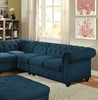 36 Inch Armless Chair, Button Tufted Back, Blue Fabric By Casagear Home