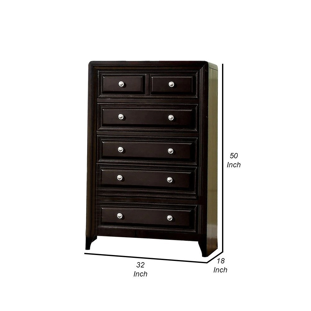 6 Drawers Transitional Style Wooden Chest Espresso Brown By Casagear Home FOA-CM7058C