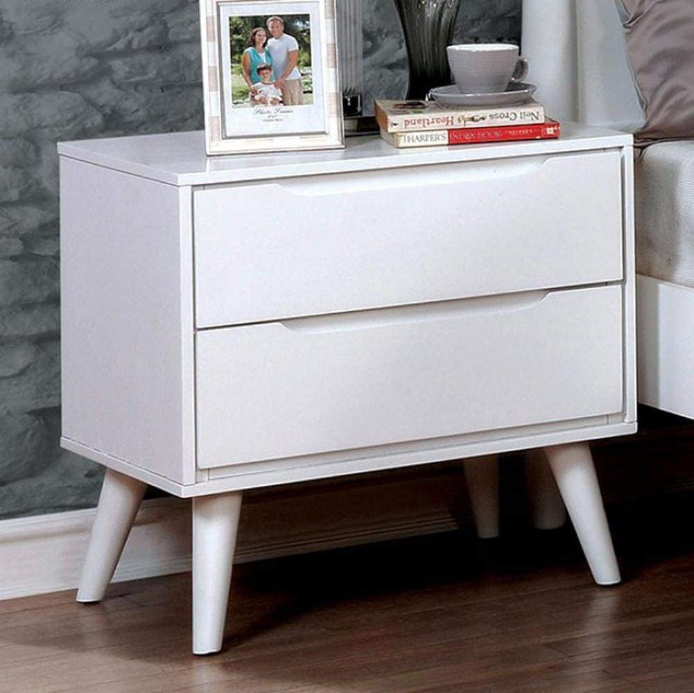 Lennart II Mid-Century Modern Nightstand, White Finish