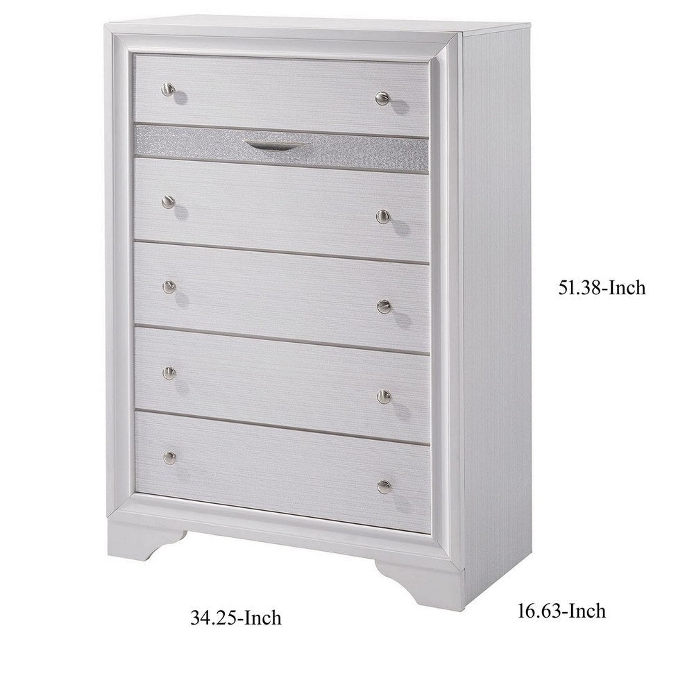 Contemporary Solid Wood Chest With Jewelry Drawer White By Casagear Home FOA-CM7552C