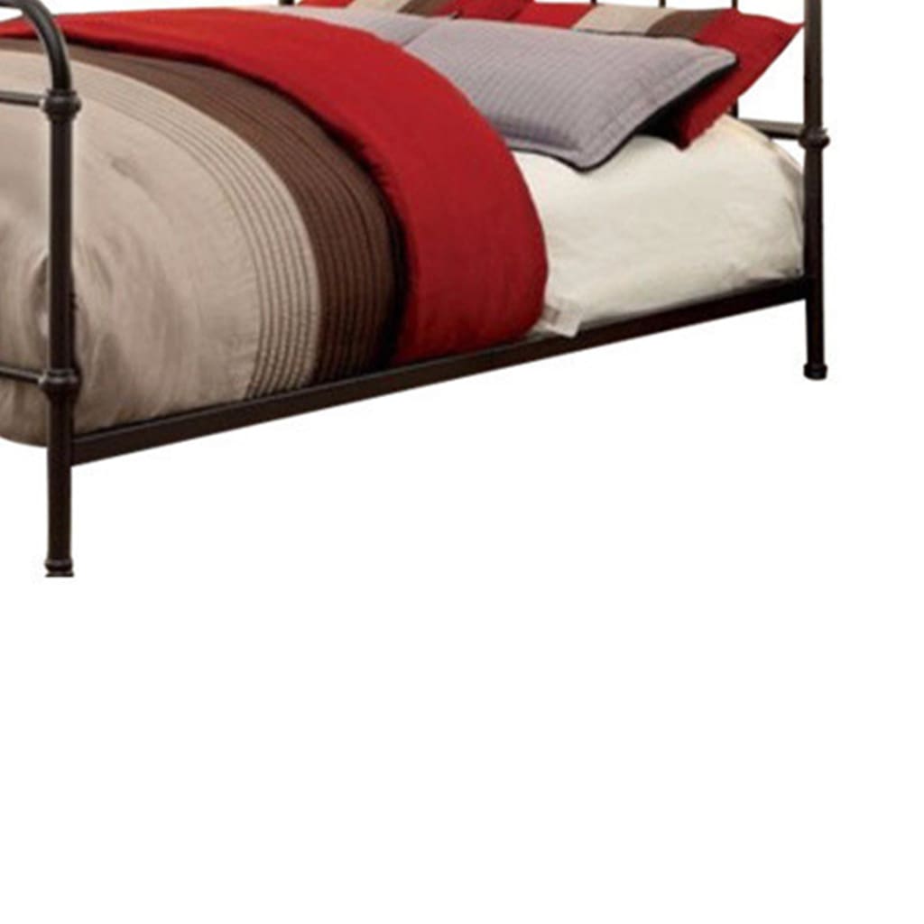 Metal Queen Size Platform Bed with Headboard & Footboard Deep Bronze FOA-CM7701GM-Q