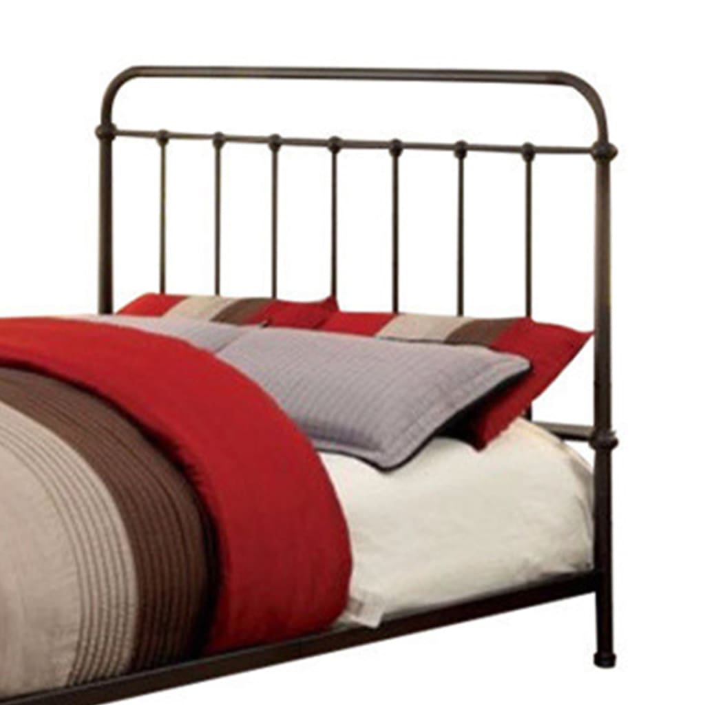 Metal Queen Size Platform Bed with Headboard & Footboard Deep Bronze FOA-CM7701GM-Q