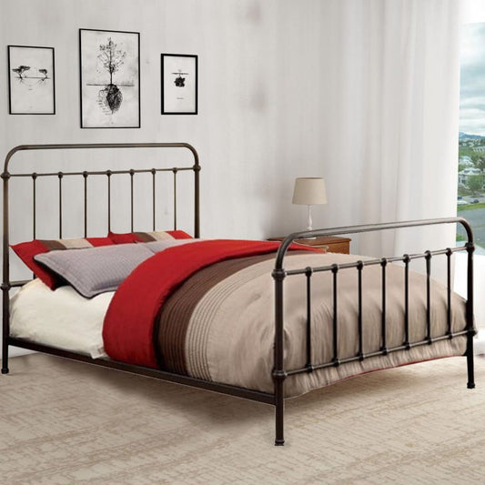 Metal Queen Size Platform Bed with Headboard & Footboard, Deep Bronze By Casagear Home