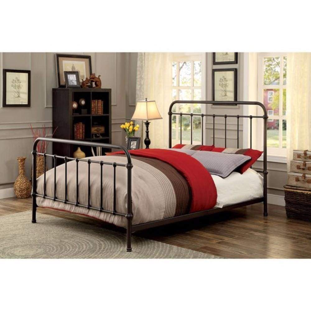 Metal Twin Size Platform Bed with Headboard & Footboard, Deep Bronze By Casagear Home