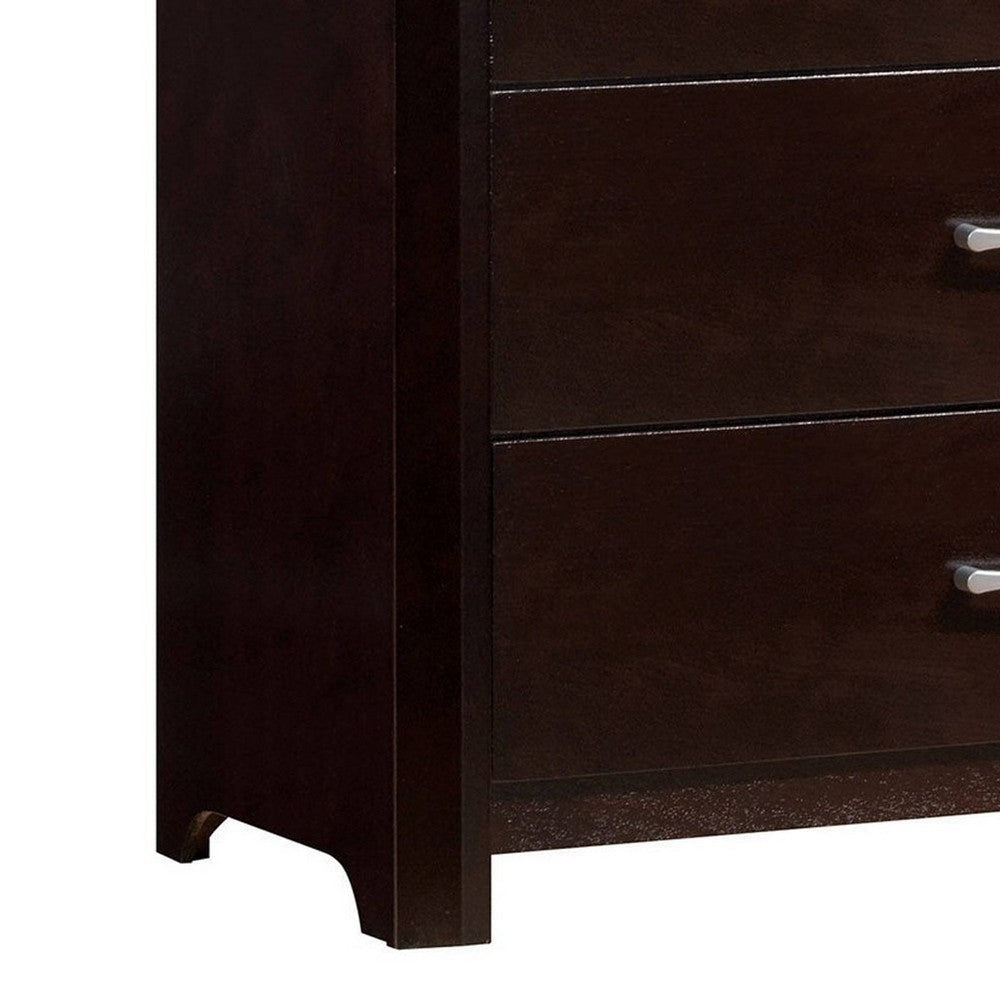 5 Drawer Wooden Chest with Sleek handles Espresso Brown By Casagear Home FOA-CM7868C