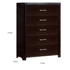 5 Drawer Wooden Chest with Sleek handles Espresso Brown By Casagear Home FOA-CM7868C