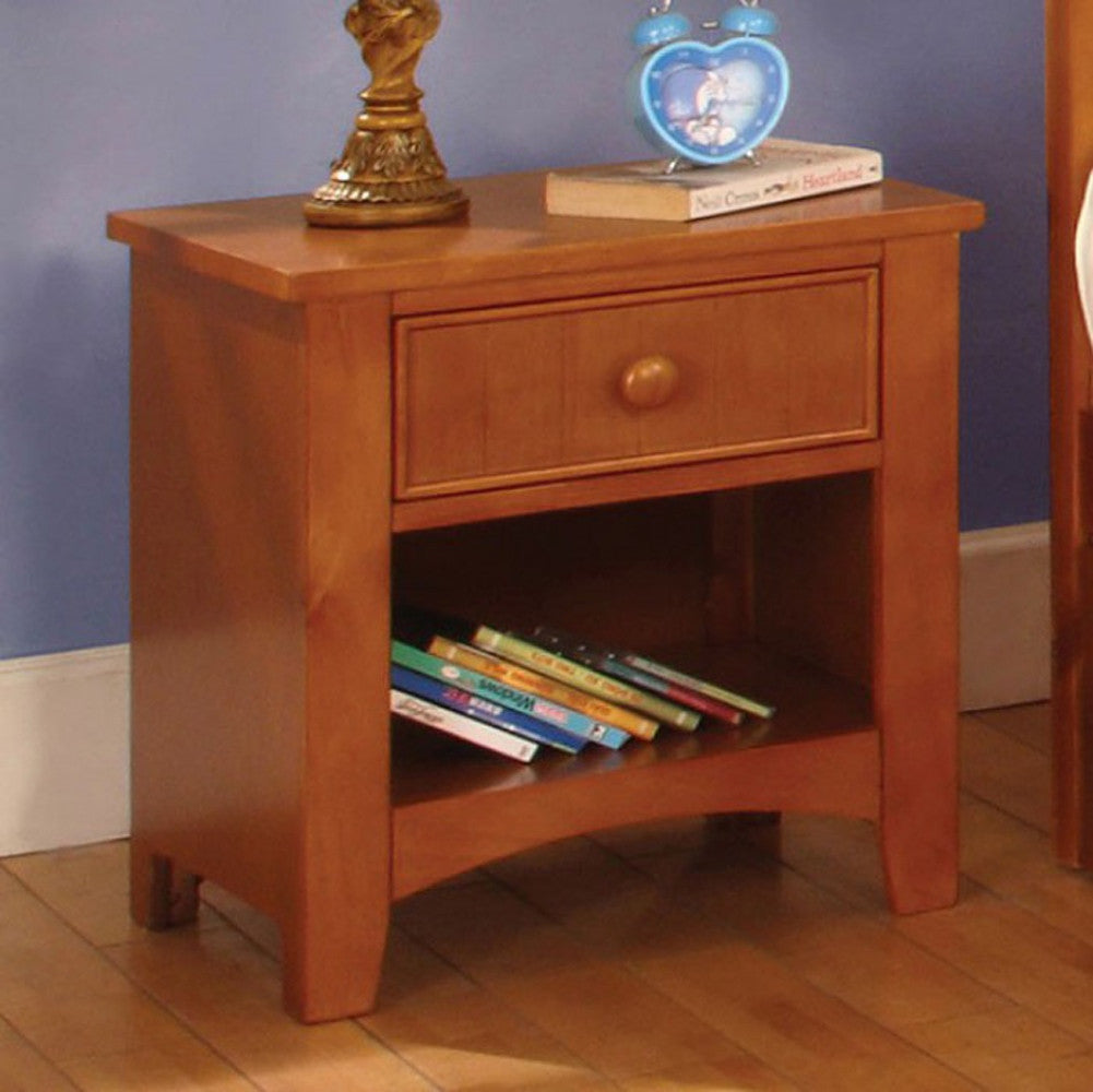 Omnus Wood Night Stand, Oak Finish By Casagear Home