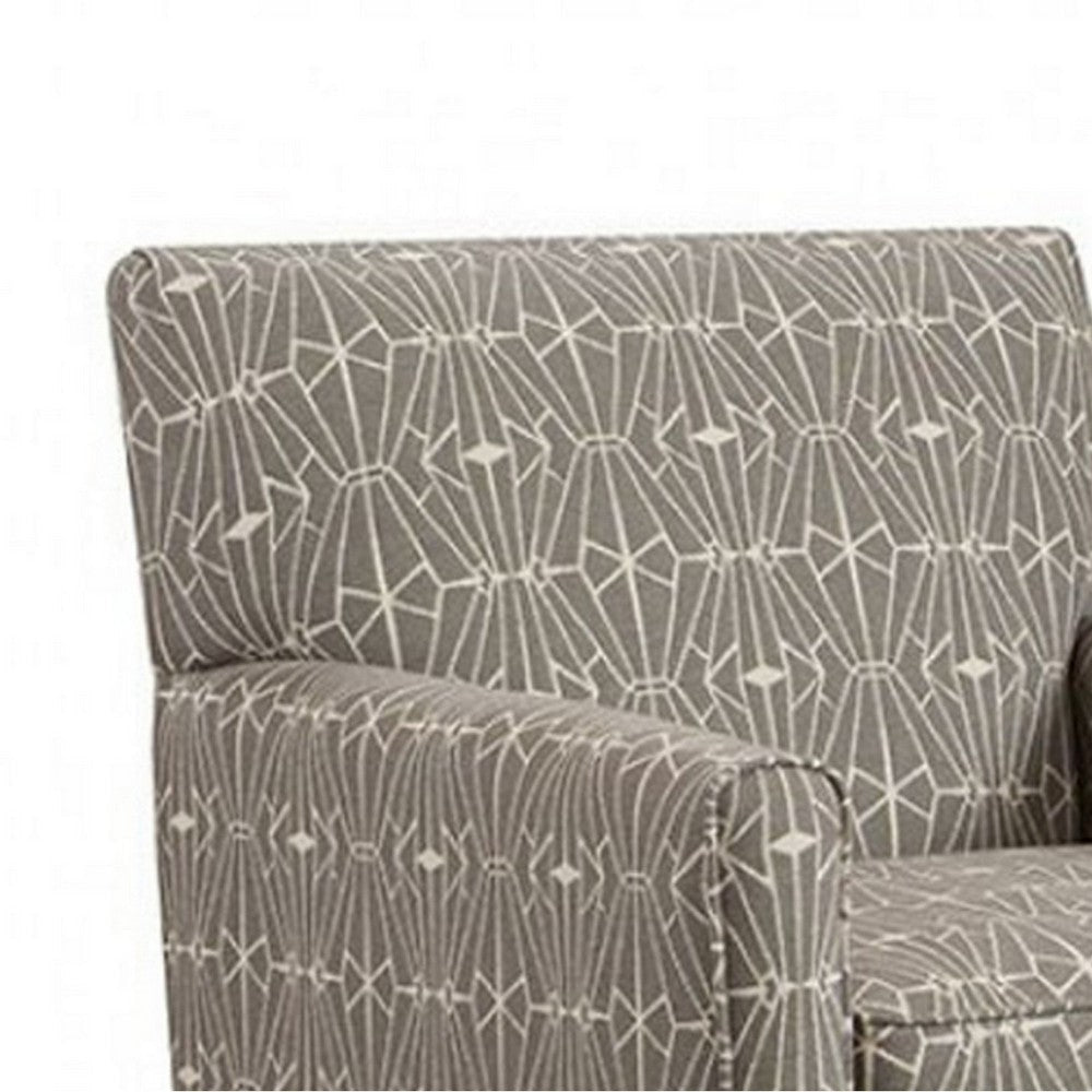 32 Inch Contemporary Accent Arm Chair Geometric Fabric Pattern Gray By Casagear Home FOA-SM8563-CH-EC