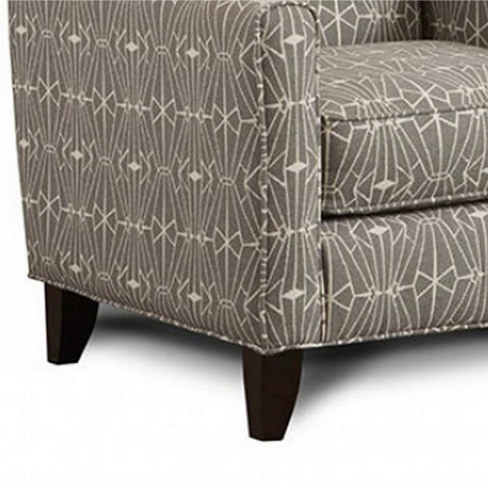 32 Inch Contemporary Accent Arm Chair Geometric Fabric Pattern Gray By Casagear Home FOA-SM8563-CH-EC