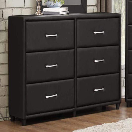 6 Drawer Dresser In Wood And PVC, Black