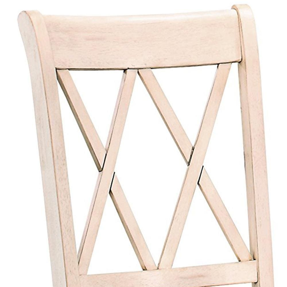 Pine Veneer Side Chair With Double X-Cross Back White Set of 2 HME-5516WTS