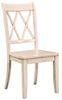 Pine Veneer Side Chair With Double X-Cross Back, White, Set of 2