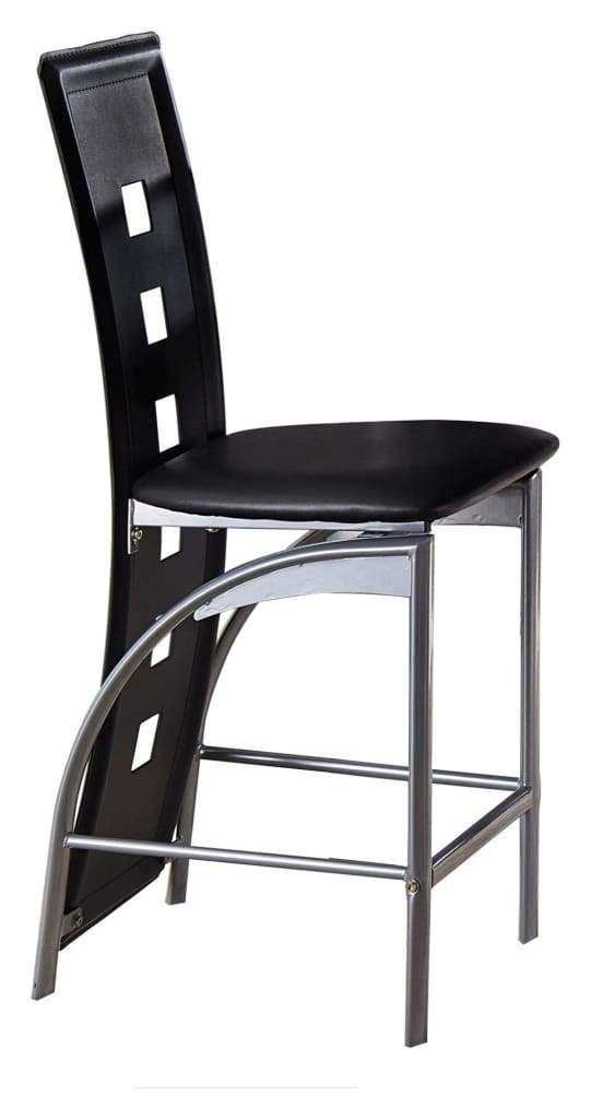 Metal & Bi-Cast Vinyl Counter Height Chair With Cut-Out Back Set of 2 Black HME-5532-24