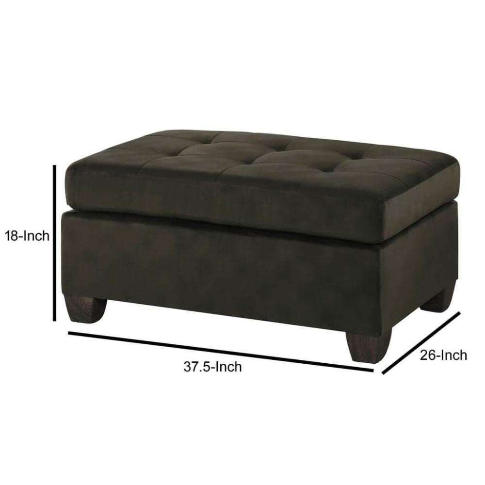 Polyester Upholstered Ottoman With Tufted Seat Chocolate Brown HME-8367CH-4