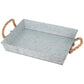 Benzara Mix Media Galvanized Tray With Rope Handles Gray I457-AMC0010