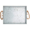 Benzara Mix Media Galvanized Tray With Rope Handles Gray I457-AMC0010