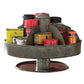 Benzara Galvanized Lazy Susan Organizer With 6 Pockets Gray I457-AMC0013