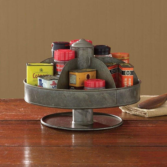 11" 6-Pocket Round Lazy Susan Organizer, Gray By Benzara