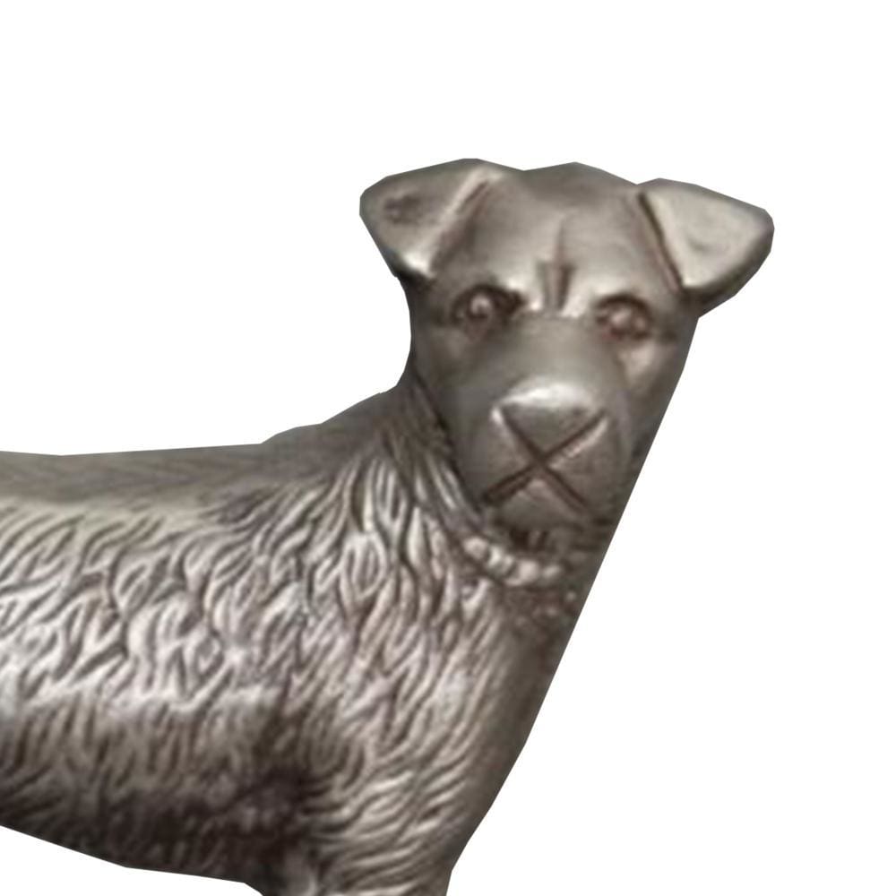 Aluminum Table Accent Dog Statuette Decor Sculpture with Textured Details Silver By Casagear Home I551-FDS001