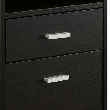 25 Inch 2 Drawer Wood File Cabinet Printer Stand with Open Cubby Rolling Caster Wheels Dark Brown IDF-11491