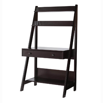 61 Inch Wooden Ladder Desk 3 Shelves 1 Drawer Dark Brown By Casagear Home IDF-12573