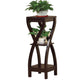 Square Top Wooden Plant Stand with Curved Legs and Shelves Large Dark Brown By Casagear Home IDF-14852