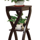 Square Top Wooden Plant Stand with Curved Legs and Shelves Large Dark Brown By Casagear Home IDF-14852