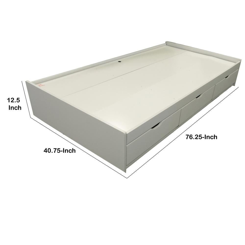 Contemporary Style Wooden Frame Twin Size Chest Bed with 3 Drawers White By Casagear Home IDF-Y1102T