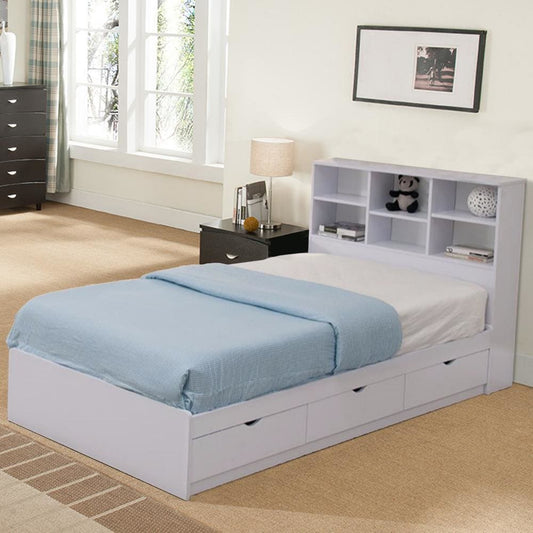 Contemporary Style Wooden Frame Twin Size Chest Bed with 3 Drawers, White By Casagear Home