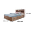 Wooden Full Size Bed Frame with 3 Drawers and Grain Details Taupe Brown By Casagear Home IDF-Y1402F