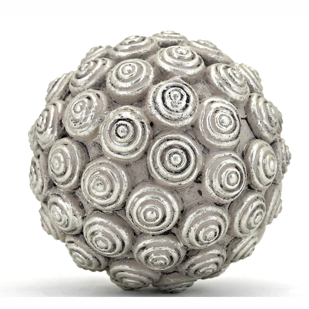 Handcrafted Decorative Orb Ball Textured Polyresin and Glass Set of 3 Antique Silver BM114474