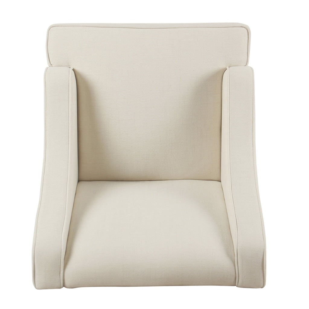 Fabric Upholstered Wooden Accent Chair with Swooping Armrests Cream and Brown - K6499-F2205 By Casagear Home KFN-K6499-F2205