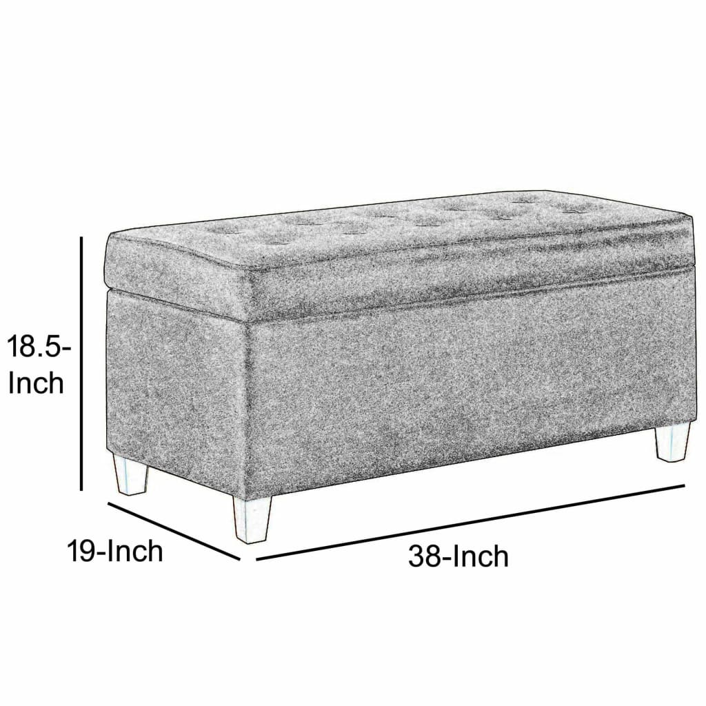 Leatherette Upholstered Wooden Bench with Button Tufted Lift Top Storage Gray - N4538-E608 KFN-N4538-E608