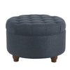 Fabric Upholstered Wooden Ottoman with Tufted Lift Off Lid Storage Navy Blue - N8264-F2110 By Casagear Home KFN-N8264-F2110