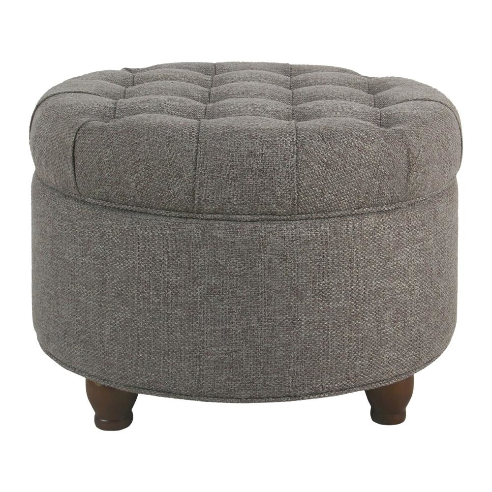 Fabric Upholstered Wooden Ottoman with Tufted Lift Off Lid Storage Dark Gray - N8264-F2111 By Casagear Home KFN-N8264-F2111