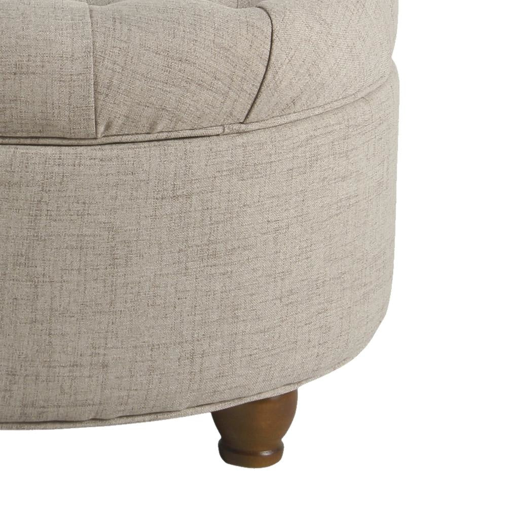 Fabric Upholstered Wooden Ottoman with Tufted Lift Off Lid Storage Beige - N8264-F2207 By Casagear Home KFN-N8264-F2207